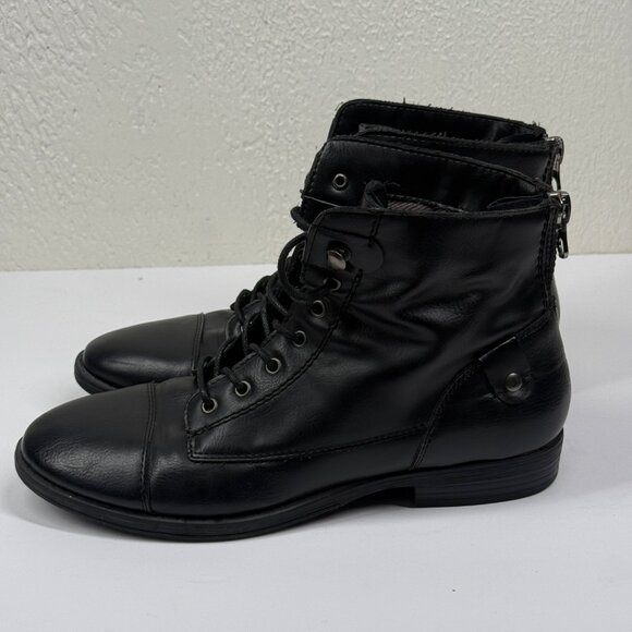 GH Bass & Co Patricia Combat Lace-Up Boots Black Faux Leather Size 9M - Picture 5 of 13